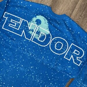 Disney Star Wars Endor Spirit Jersey Size Medium Blue Ships Ewok Jedi